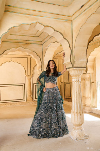 Enchanting Emerald Lehenga
