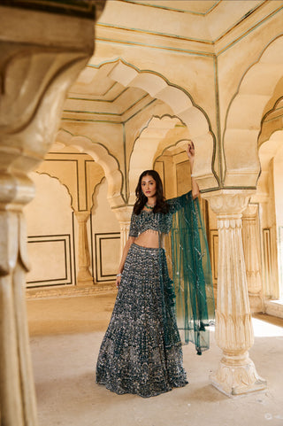 Enchanting Emerald Lehenga