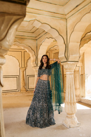 Enchanting Emerald Lehenga