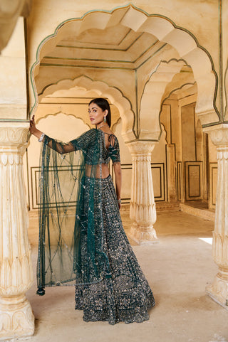 Enchanting Emerald Lehenga