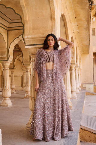 Rose Gold Sequin Lehenga Set
