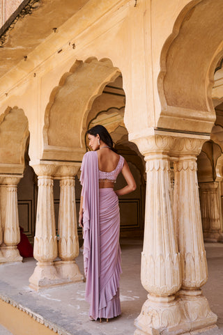 Lilac Ruffled Drape Saree