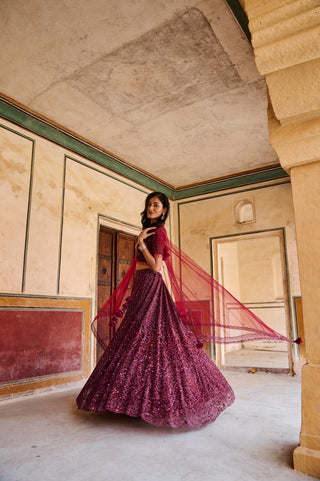 Deep Red Regal Lehanga Set