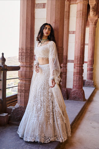 Imperial Pearl White Lehenga