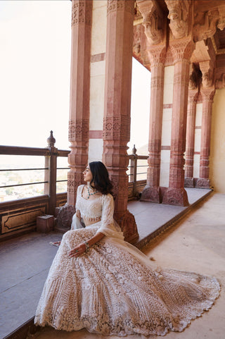 Imperial Pearl White Lehenga