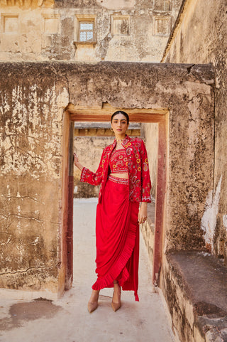 Traditional Motifs Jacket Skirt Set