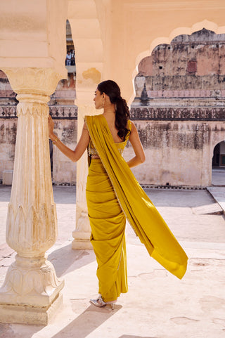Mustard Muse Drape Saree
