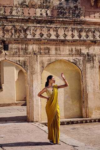 Mustard Muse Drape Saree