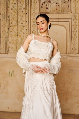 Ivory Feathered Jacket Set