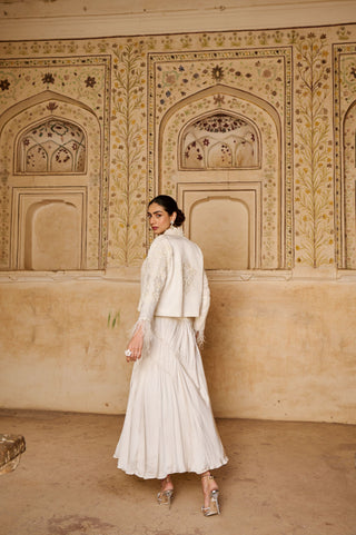 Ivory Feathered Jacket Set