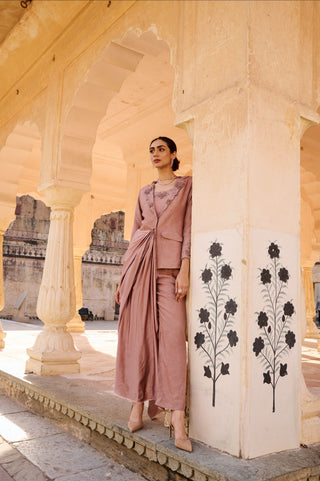 Mauve Draped Jacket Set
