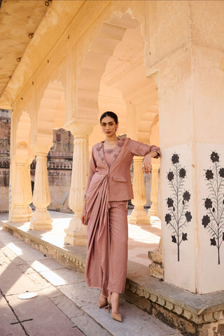 Mauve Draped Jacket Set