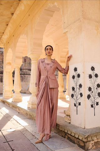 Mauve Draped Jacket Set