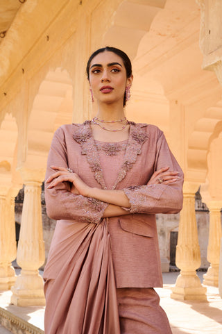 Mauve Draped Jacket Set