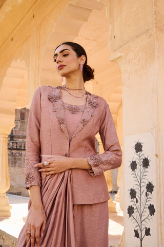 Mauve Draped Jacket Set