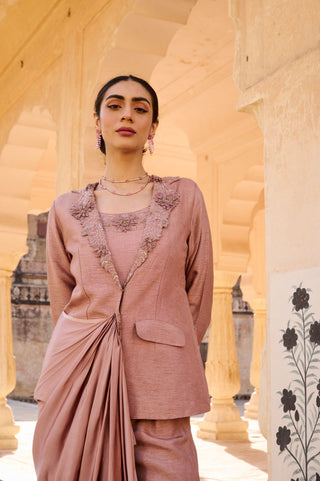 Mauve Draped Jacket Set