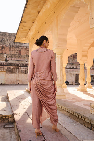 Mauve Draped Jacket Set
