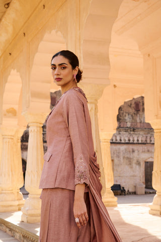 Mauve Draped Jacket Set